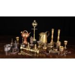 A Collection of Brass & Metalware: To include a cylindrical tower of stacking round filters pierced