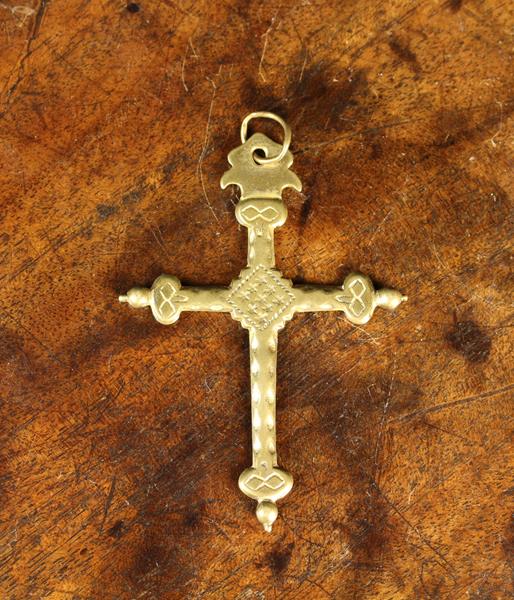 A Small Medieval Gilt Copper Cross;