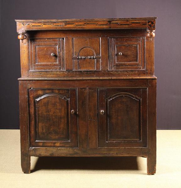 A Small North Wales Inlaid Joined Oak Dueddarn, Circa 1740.