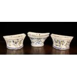 Three Delft Wall Hanging Flower Holders: A late 18th century example with a fluted,