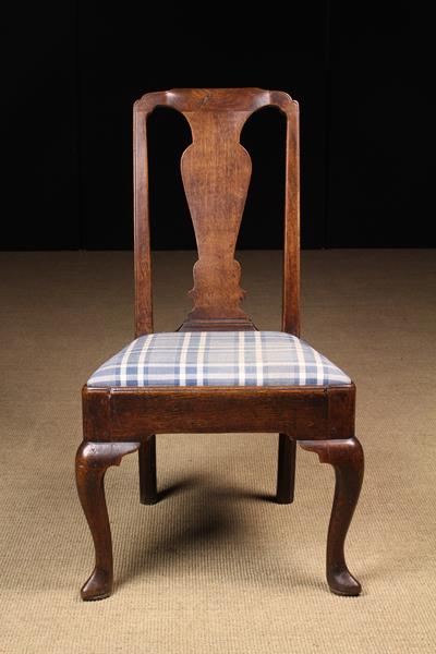 An Oak Queen Anne Side Chair having a vase shaped back splat and padded drop in seat now covered in - Image 2 of 2