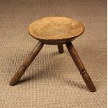 A Good 19th Century Turned 'Cheese-top' Country Stool.