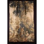 A 17th Century Tapestry Fragment depicting a couple with dog,