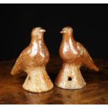 A Pair of 19th Century Yorkshire Salt Glazed Stoneware Pigeons, probably Halifax,
