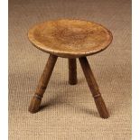A Good 19th Century Turned 'Cheese-top' Country Stool.
