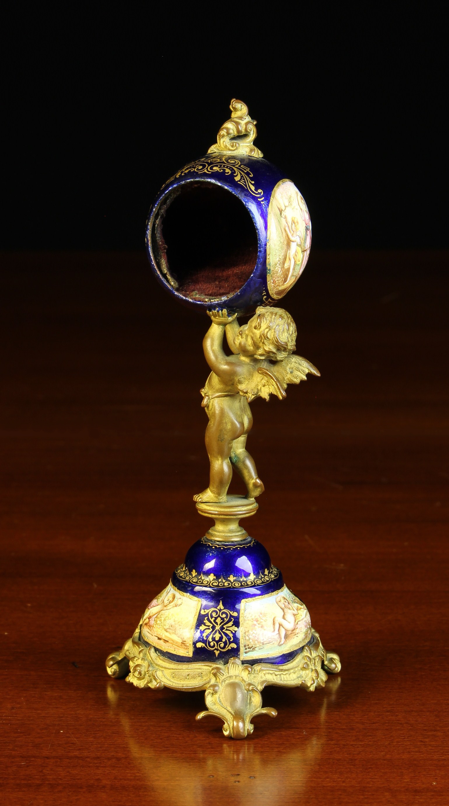 A Delightful 19th Century Viennese Enamel & Gilt Bronze Figural Watch Holder. - Image 3 of 3