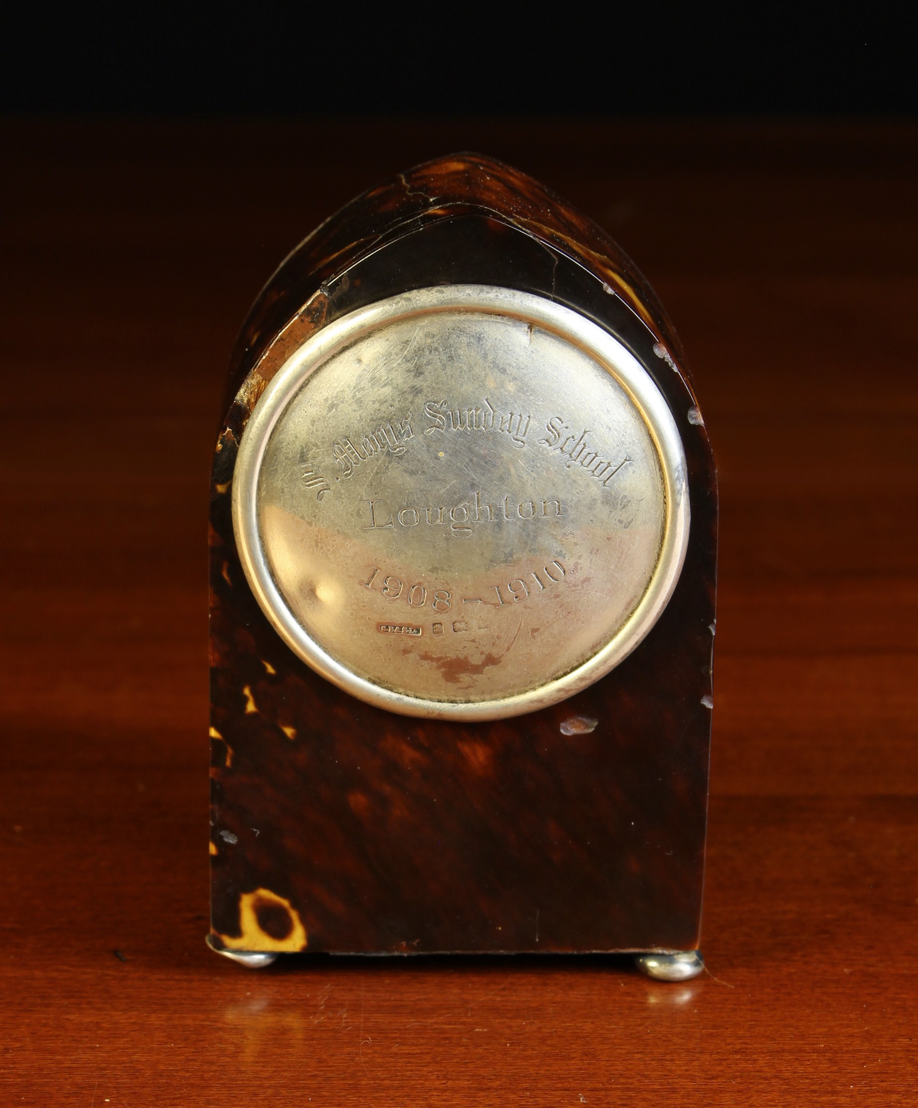 An Attractive Silver Mounted Tortoiseshell Clock, Circa 1908. - Image 3 of 3