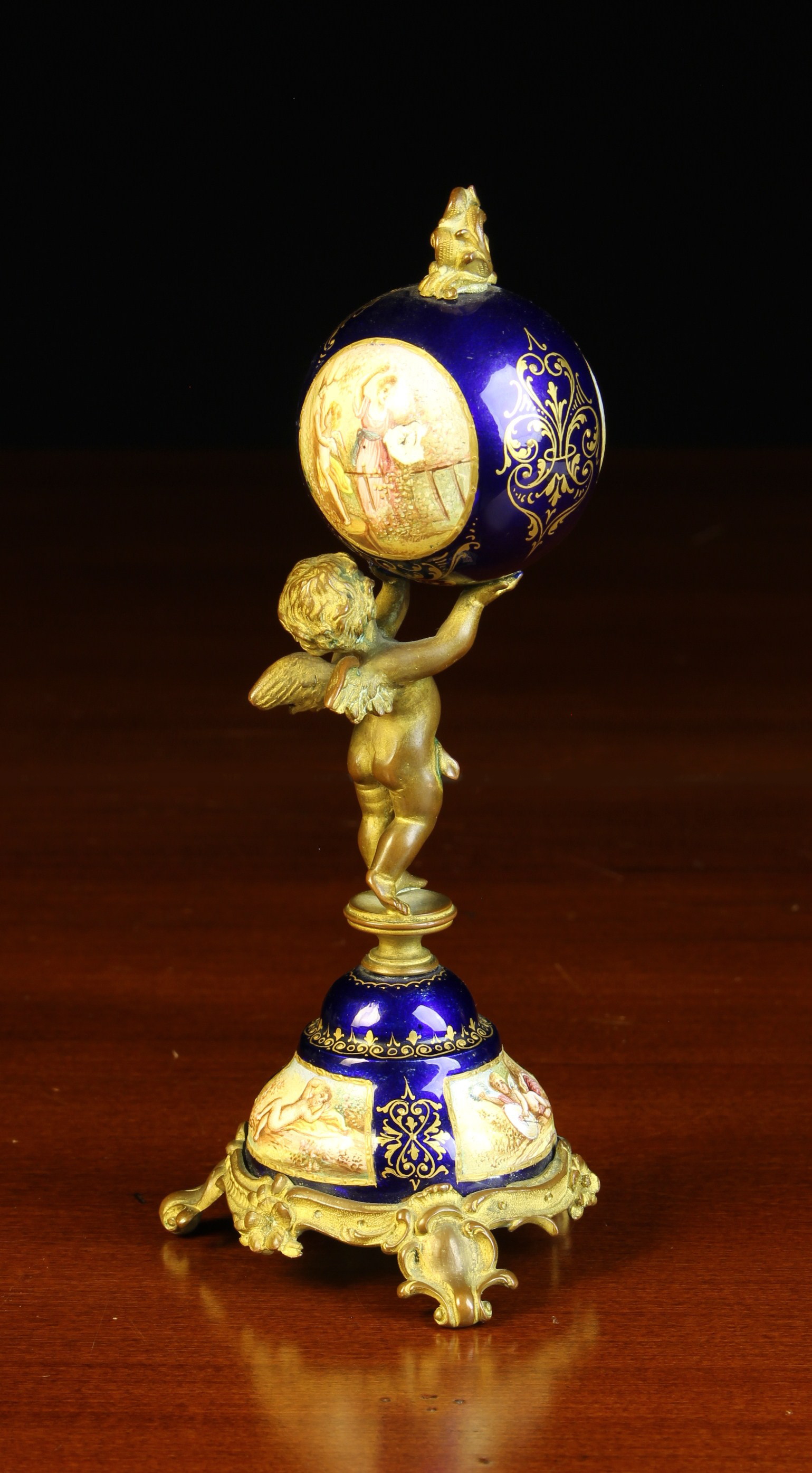 A Delightful 19th Century Viennese Enamel & Gilt Bronze Figural Watch Holder. - Image 2 of 3