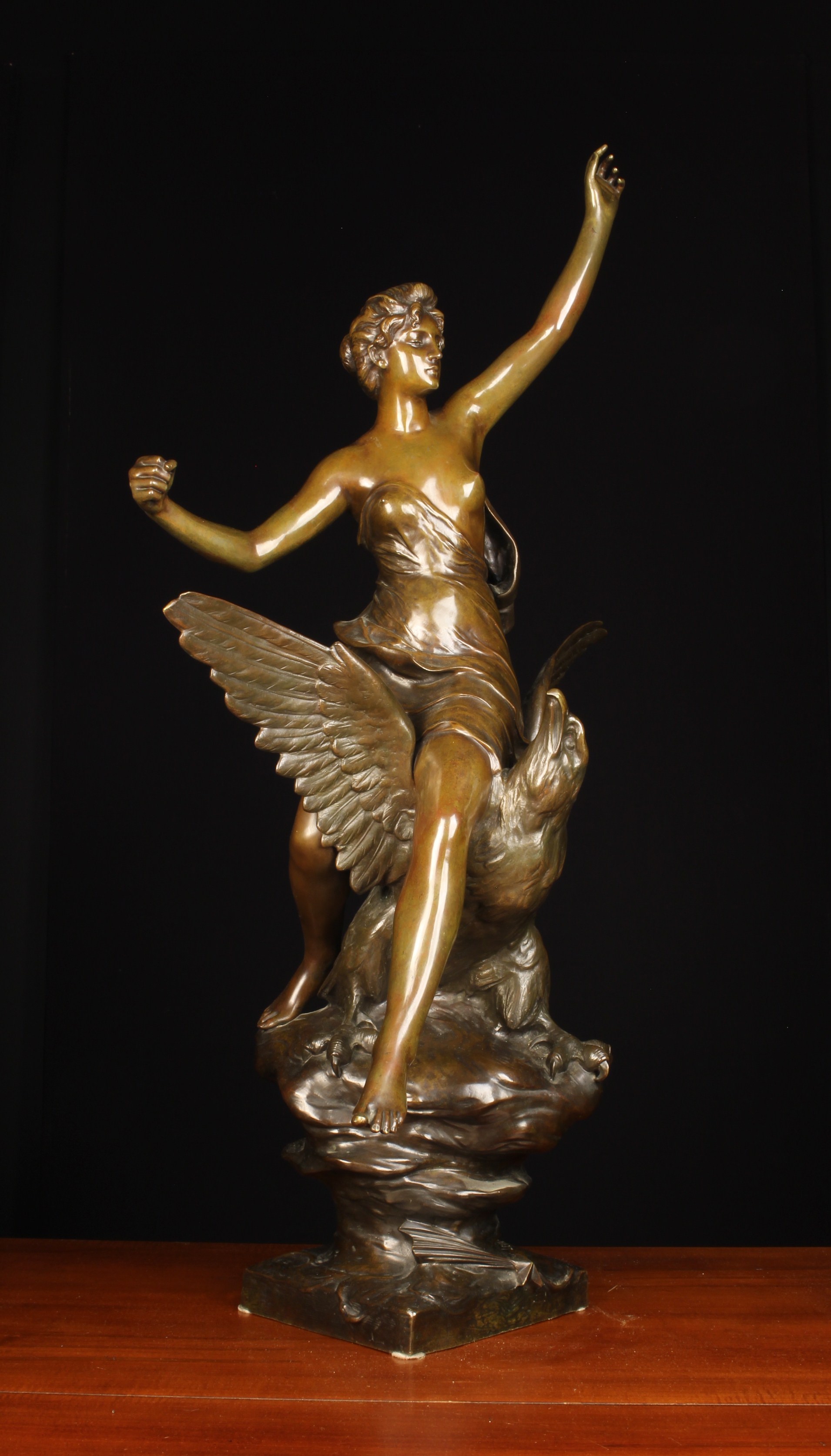 Henri Louis Levasseur French (1853-1934) A Brown Patinated Bronze Sculpture 'Hébé sur l’Aigle de