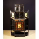 A Late 19th Century Aesthetic Movement Ebonised Sideboard with painted panels.