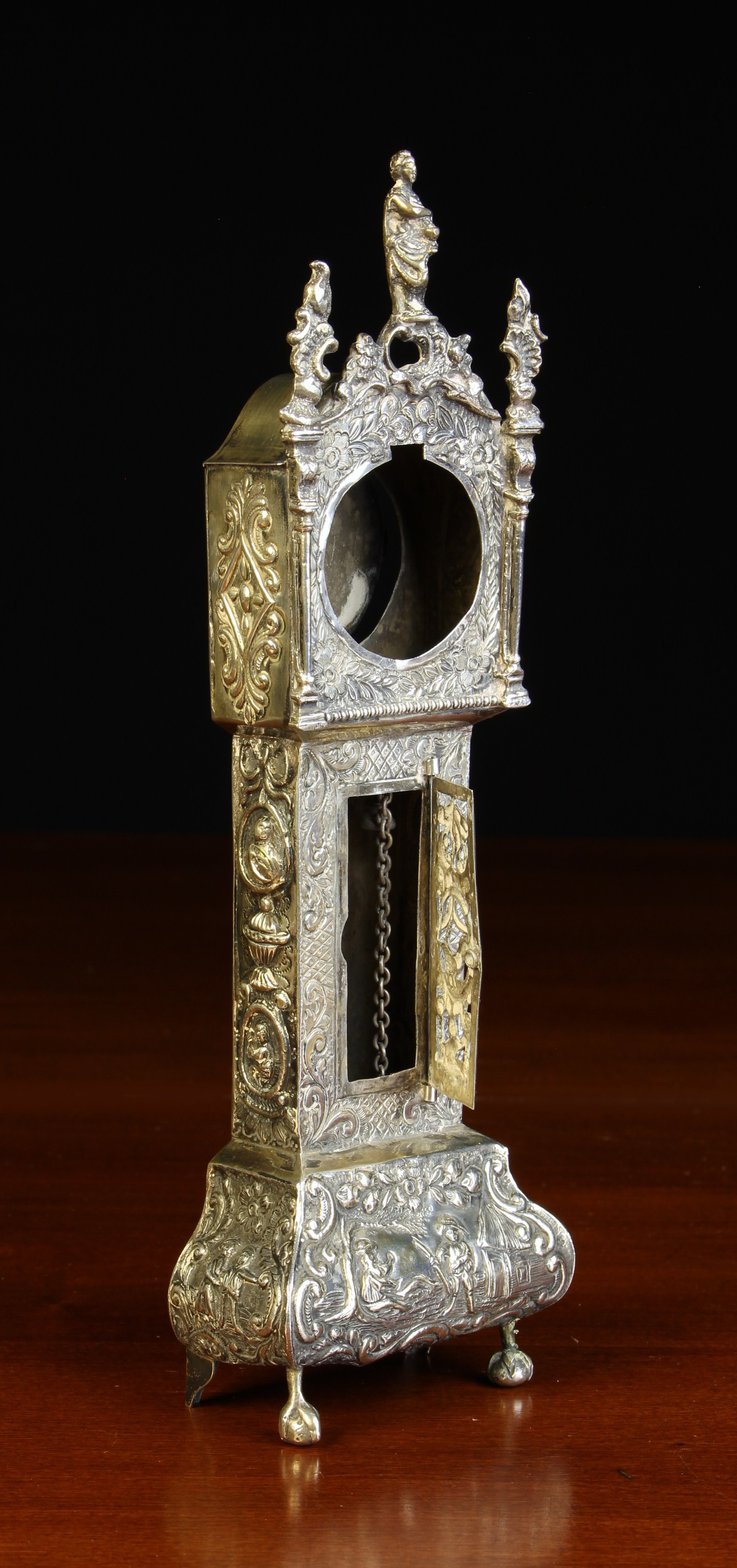 A Dutch Silver Miniature Longcase Clock/ Watch Holder. - Image 2 of 3