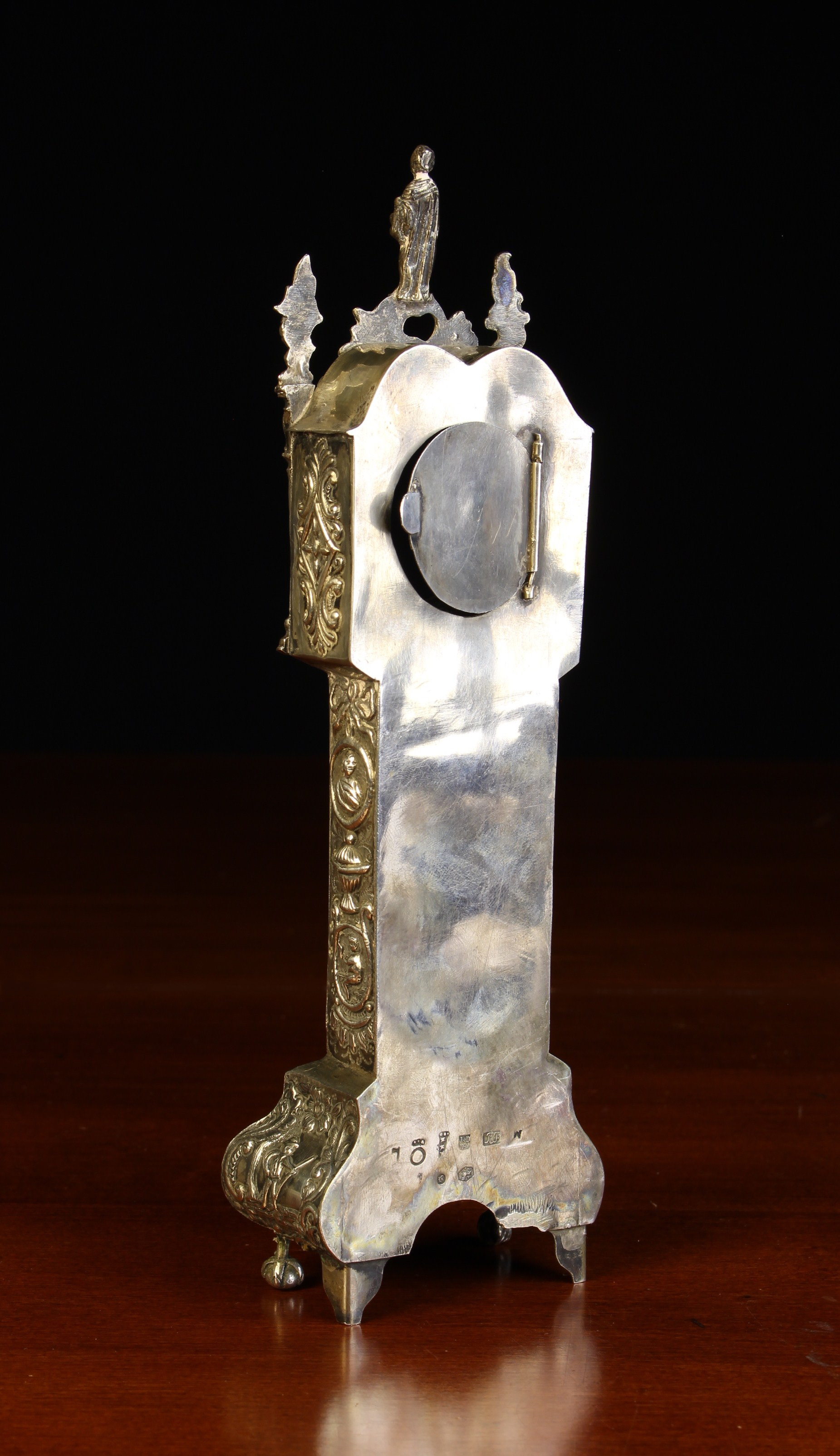 A Dutch Silver Miniature Longcase Clock/ Watch Holder. - Image 3 of 3