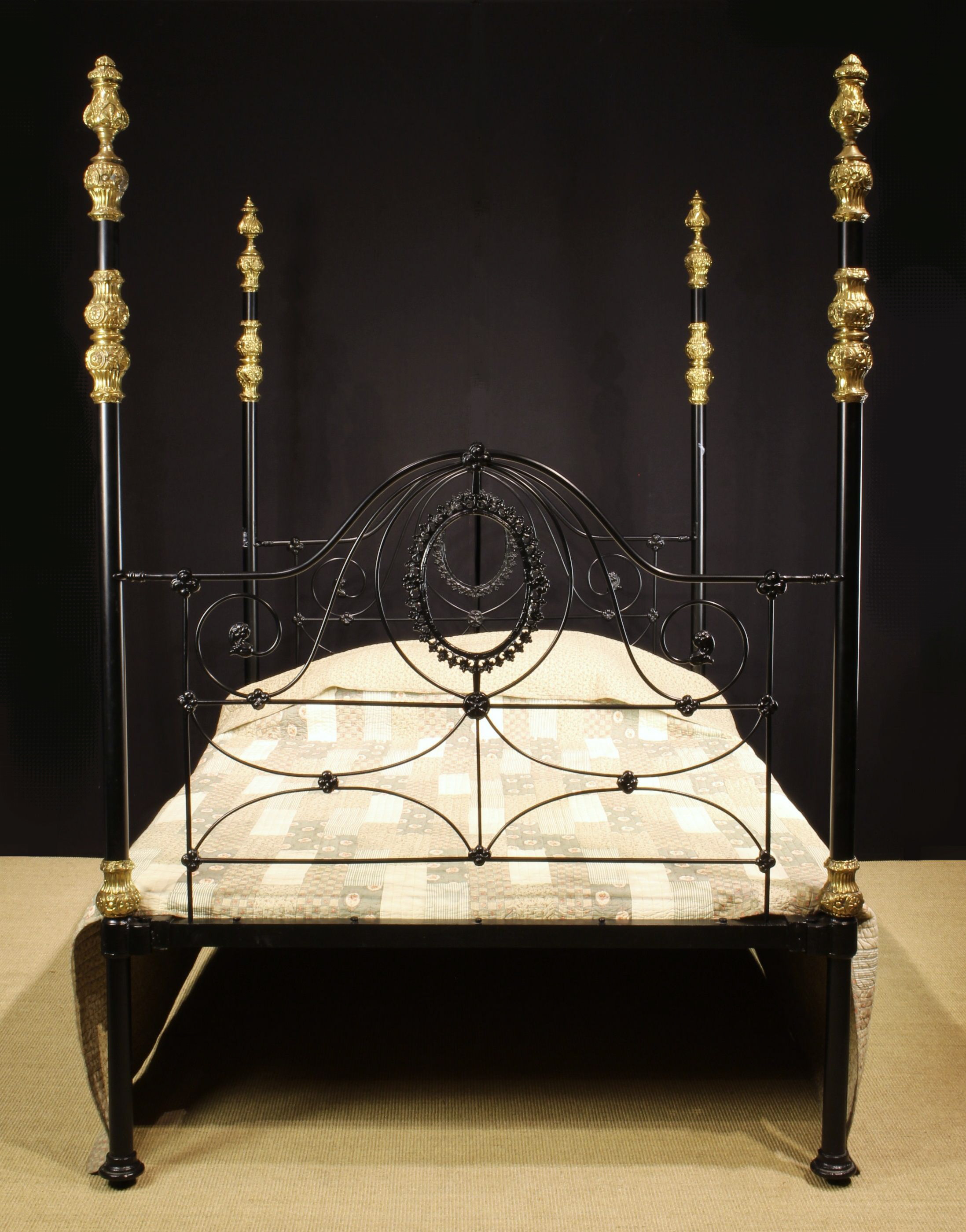 A Victorian Brass & Iron Four Poster Bed.