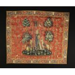 A Modern Machine Woven Tapestry Wall Hanging depicting a medieval scene with princess holding a
