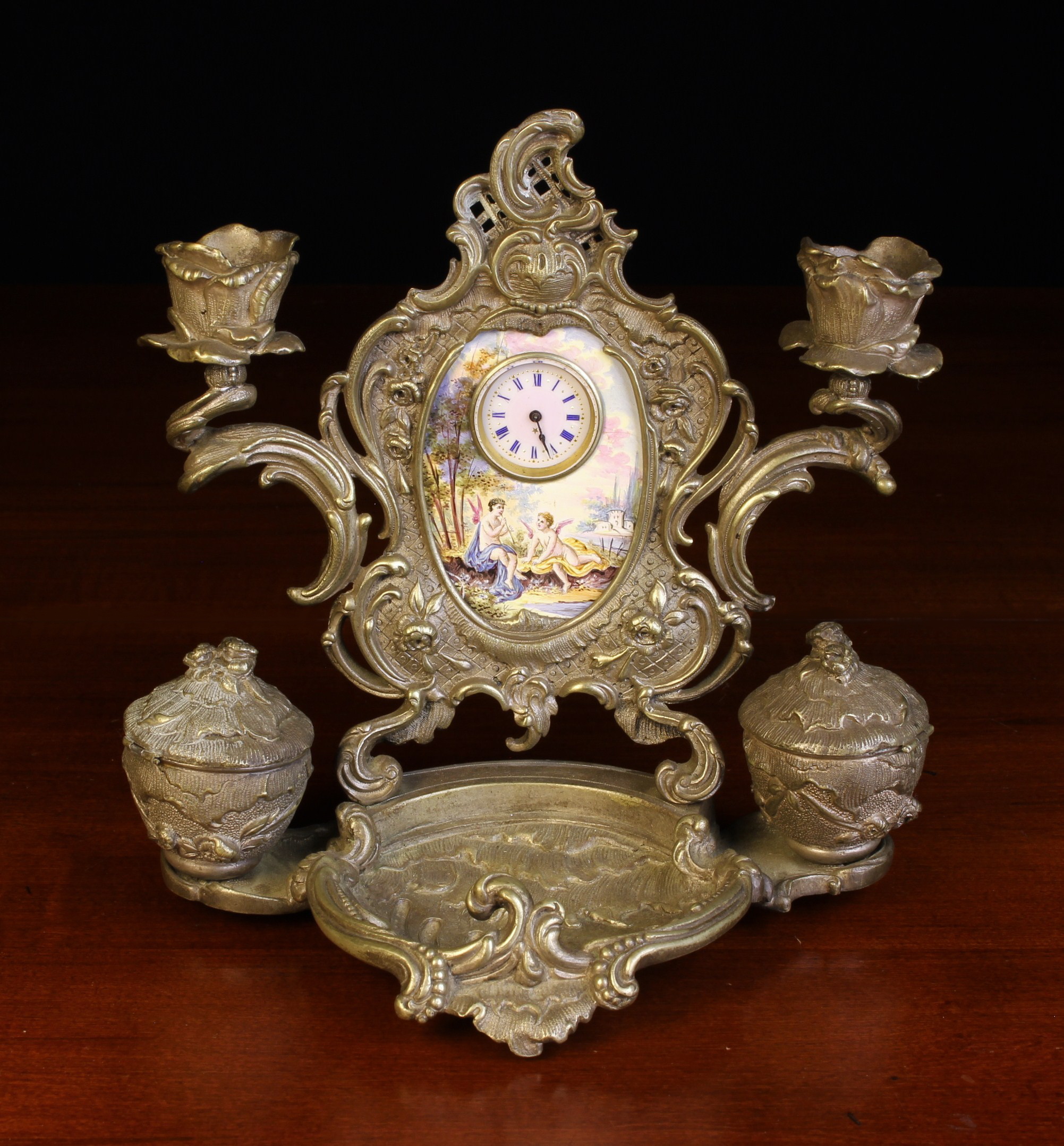 A 19th Century Cast Metal Viennese Lady's Desk Set.