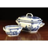 An Antique Blue & White Pearlware Soup Tureen & Cover, and a sauce/butter tureen (lacking lid).