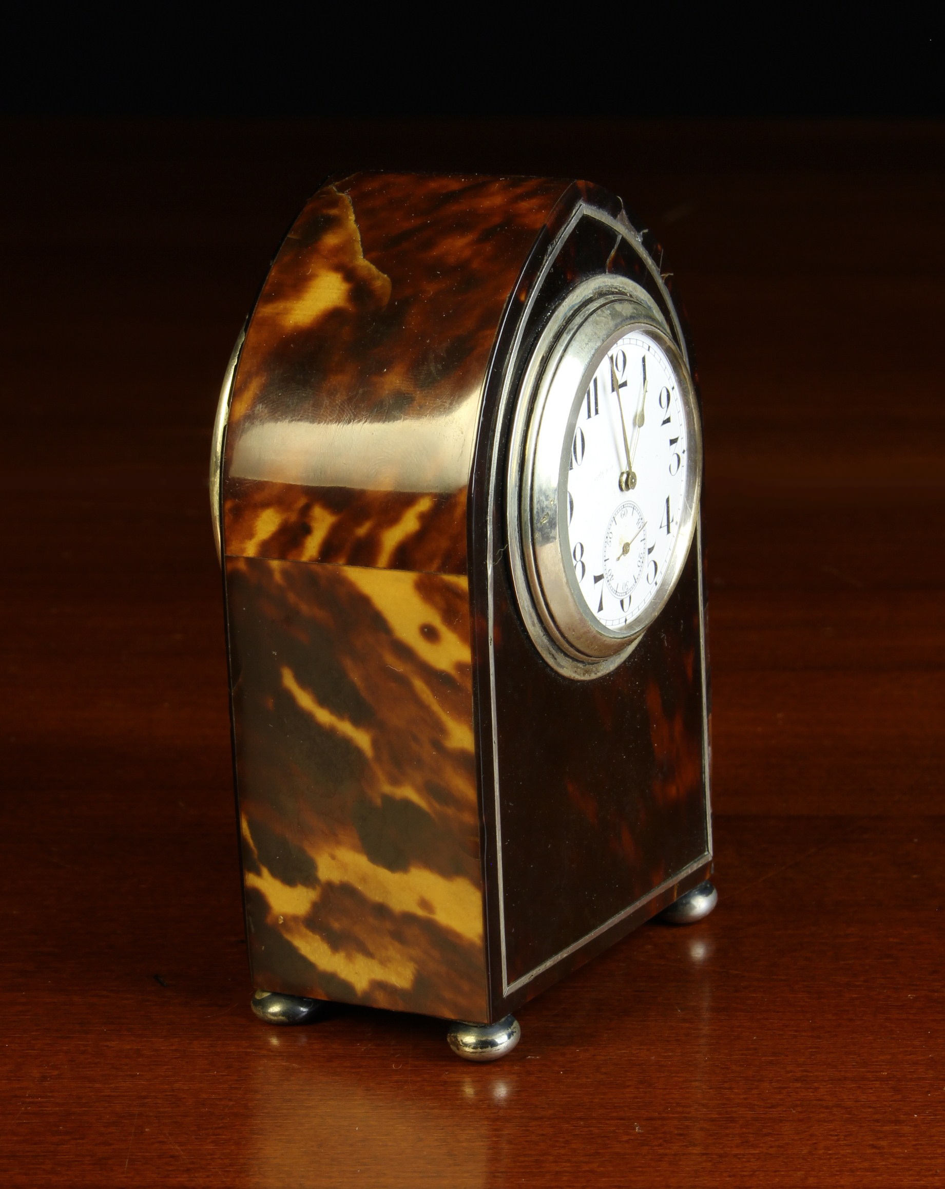 An Attractive Silver Mounted Tortoiseshell Clock, Circa 1908. - Image 2 of 3