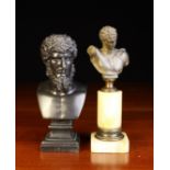 Two Small Ornamental Classical Busts: One in bronzed spelter of the Roman Co-Emperor Lucius Verus