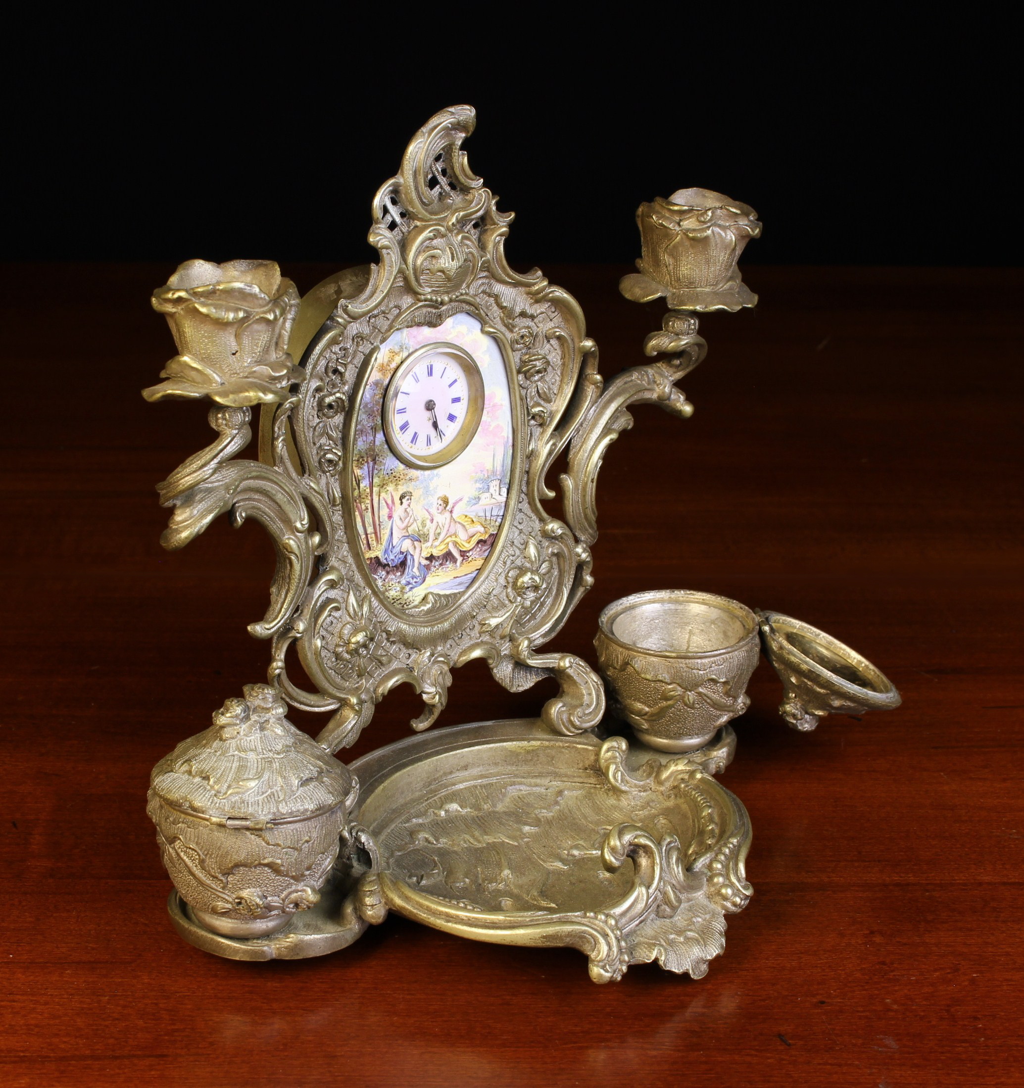 A 19th Century Cast Metal Viennese Lady's Desk Set. - Image 2 of 2