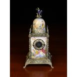 A Small & Highly Decorative Vienna Enamel Table Clock.