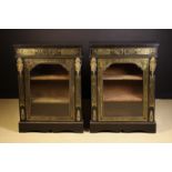 A Pair of 19th Century Ebonised Boullework Pier/Side Cabinets.