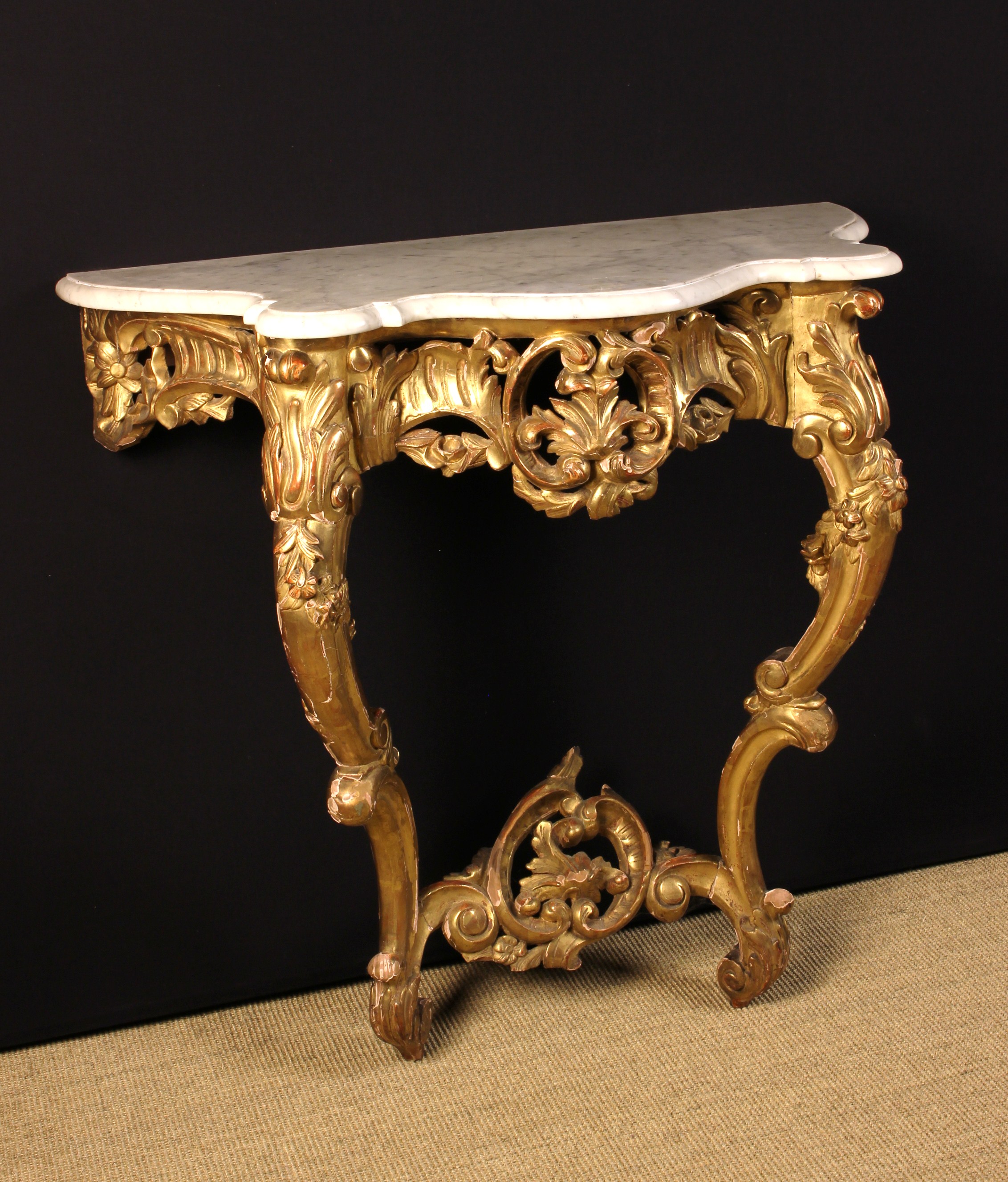 A Louis XV Style Carved Giltwood Console Table. - Image 2 of 2