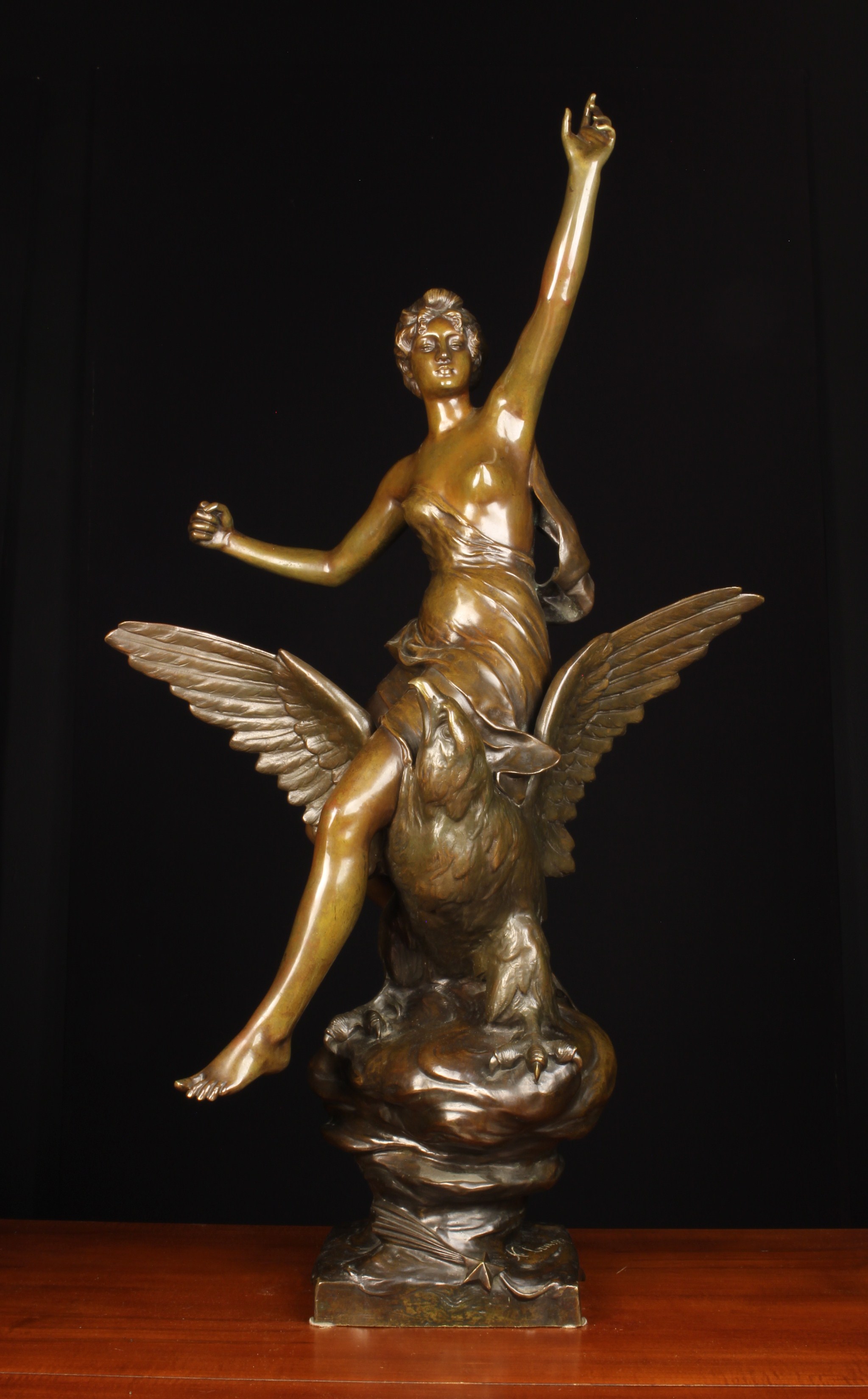 Henri Louis Levasseur French (1853-1934) A Brown Patinated Bronze Sculpture 'Hébé sur l’Aigle de - Image 2 of 3