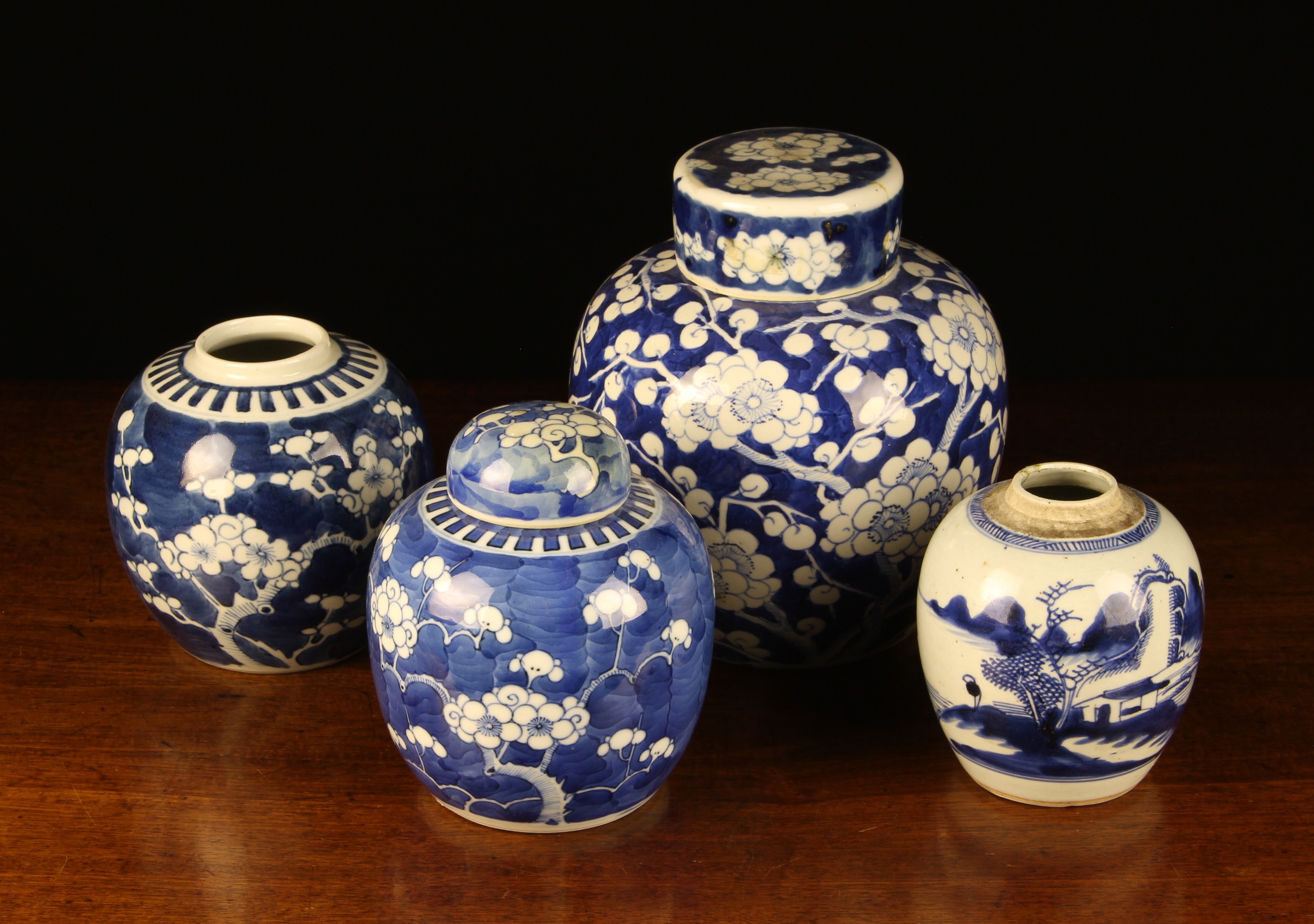 A Group of Four Blue & White Oriental Ginger Jars.