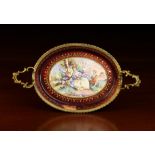 A Miniature Viennese Enamel Oval Tray with gilt bronze mounts (A/F).