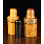 Three 19th Century Turned Treen Bottle Cases: Two of turned boxwood;