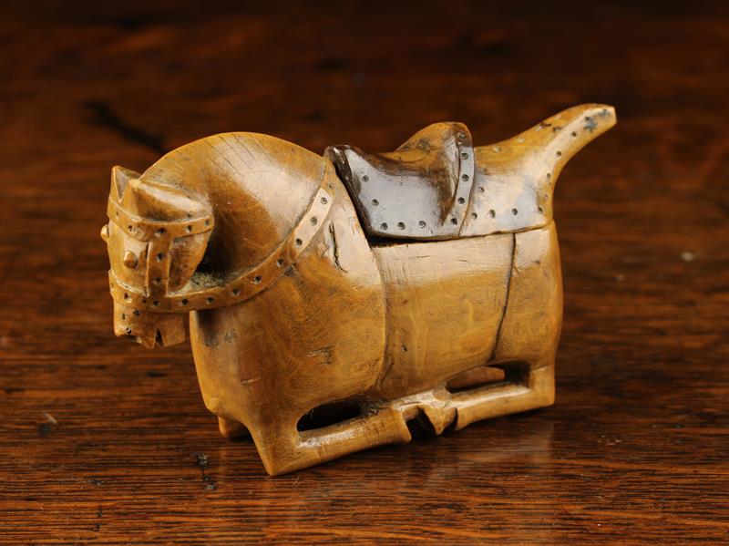 A Delightful Early 19th Century Boxwood Snuff Box carved in the form of a bridled and saddled horse. - Image 3 of 5