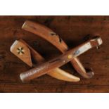 Three Knitting Sheaths: A 19th Century Mahogany Knitting Sheath inlaid with boxwood roundels and