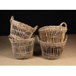 Four Traditional Vintage Wicker Herring Baskets, approx 22" (56 cm) in diameter.