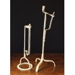 Two Wrought Iron 18th Century Style Peermen: A Scottish Corner Peerman with candle socket and