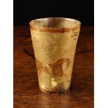 A Charming Early 19th Century Horn Beaker engraved with horse,