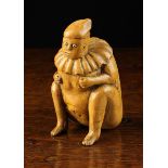 A 18th/Early 19th Century Primitive Carved Boxwood Scatological Snuff Box carved in the form of a