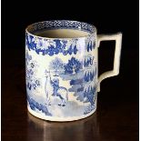 A Late 18th/Early 19th Century Blue & White Pearlware Tankard transfer printed with a figure riding