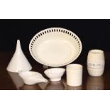 A Small Group of Creamware Ceramics: An Oval Wedgewood Basket with weave moulded sides and pierced