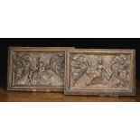 A Pair of Small 17th Century Oak Panels carved with personifications of Faith & Charity amidst