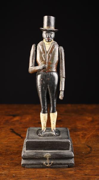 A Fabulous & Rare 19th Century Sailor-carved & Painted Figure of a Black Gentleman depicted with - Image 3 of 11