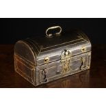 A Fine 18th Century Dome-topped Casket clad in leather with tooled gilt border bands and decorative