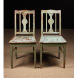 A Pair of 19th Century Painted Pine Country Side Chairs.