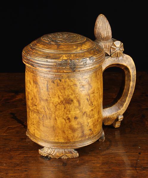 A Scandinavian Birchwood Peg Tankard.