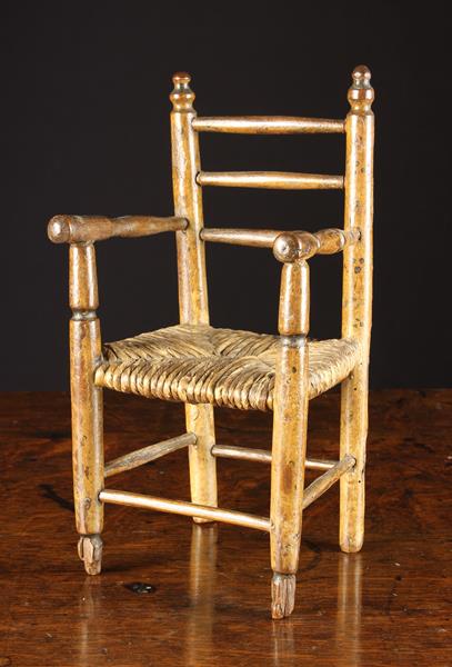 A Delightful 18th/Early 19th Century Ash & Elm Miniature Country Ladder-back Chair with original