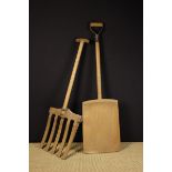 A Vintage Wooden Malt Fork & Shovel.