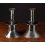 A Pair of Early 19th Century Tôleware 'clerk's' height-adjustable candlesticks with weighted bases.