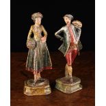 A Pair of Delightful 18th Century Polychromed Pine Carvings of a Lady & Gentleman.