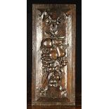 A Fine 19th Century Ornamental Oak Panel carved in relief with a pendant garland of fruit and wheat