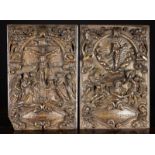 A Good Pair of 17th Century Relief Carved Oak Panels dated 1633,