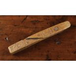 A 19th Century Square Section Knitting Sheath chip carved with zigzag edging and embellished with a